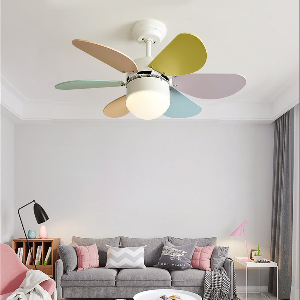 Colored Mini Ceiling Fan for Kids' Room - Creative Light Design