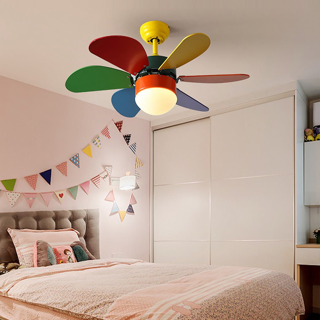 Colored Mini Ceiling Fan for Kids' Room - Creative Light Design
