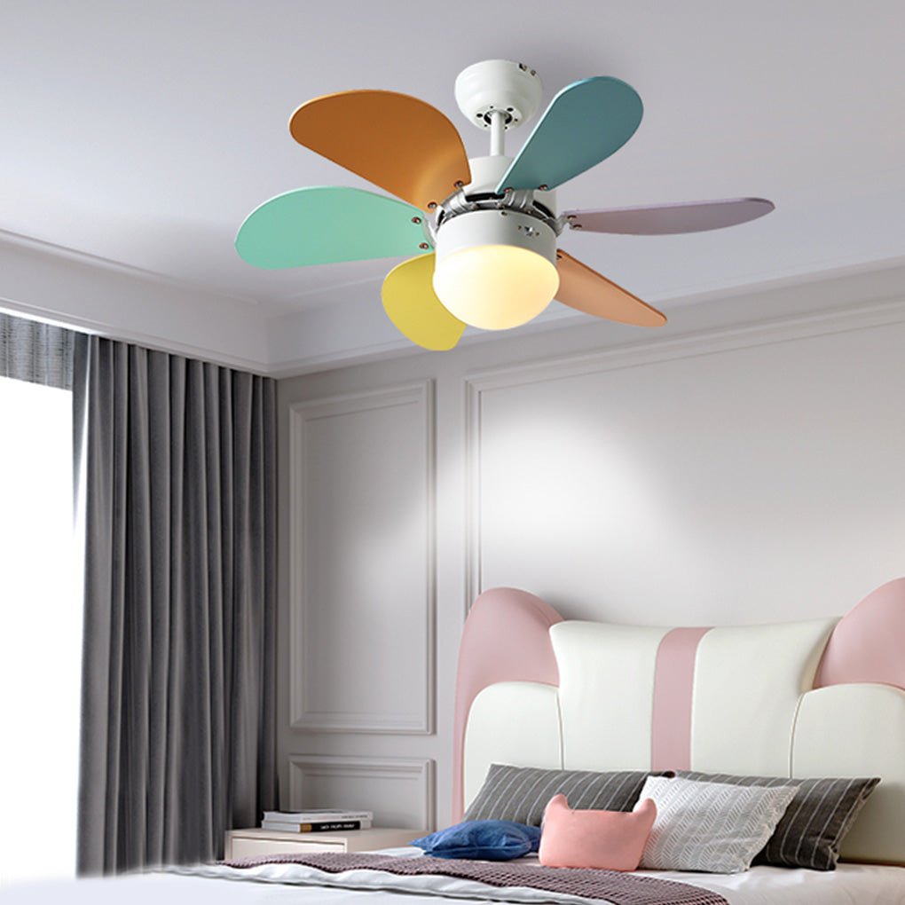 Colored Mini Ceiling Fan for Kids' Room - Creative Light Design