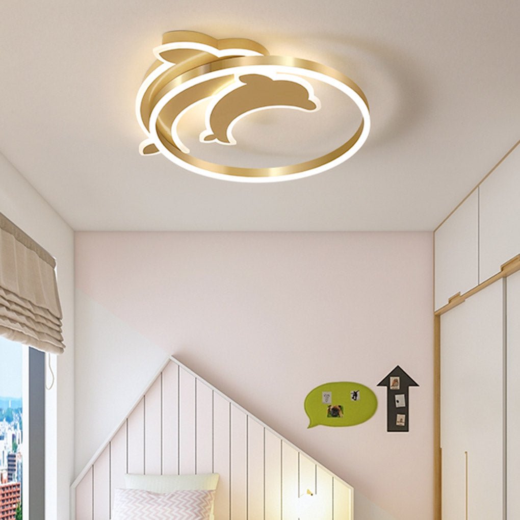 Personalized Dolphin Ceiling Lamp - Creative 3-Color Adjustable LED Lighting