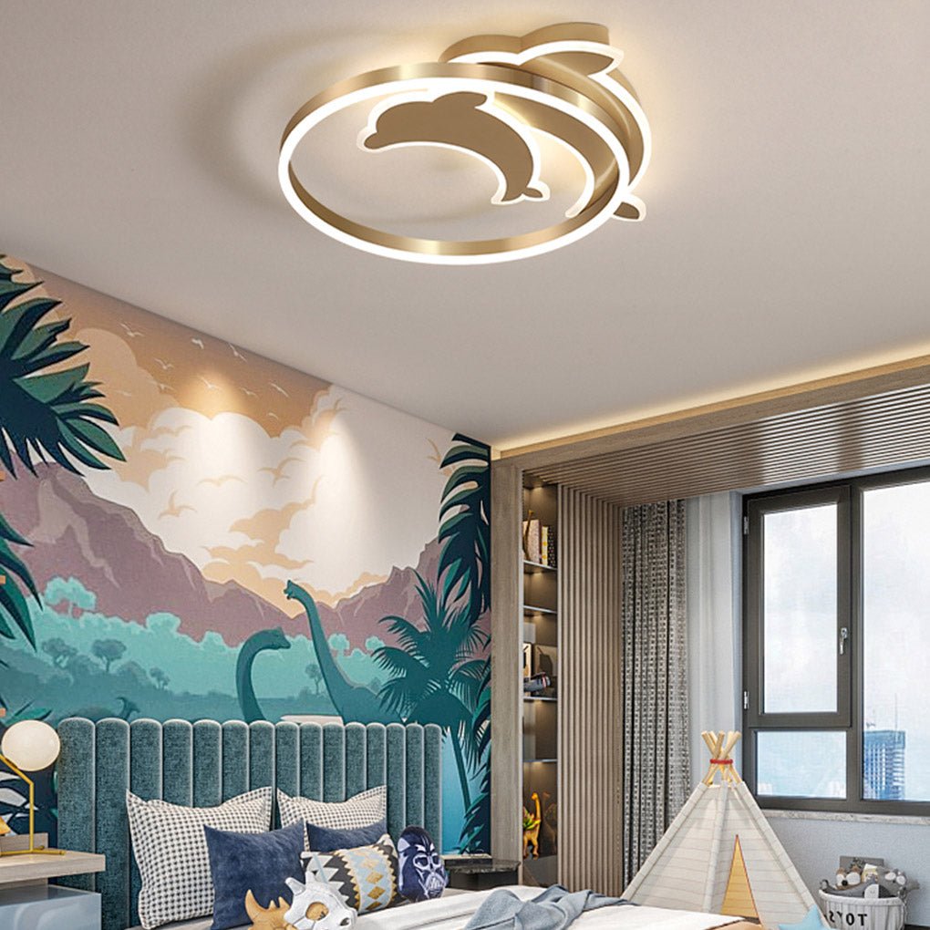 Personalized Dolphin Ceiling Lamp - Creative 3-Color Adjustable LED Lighting