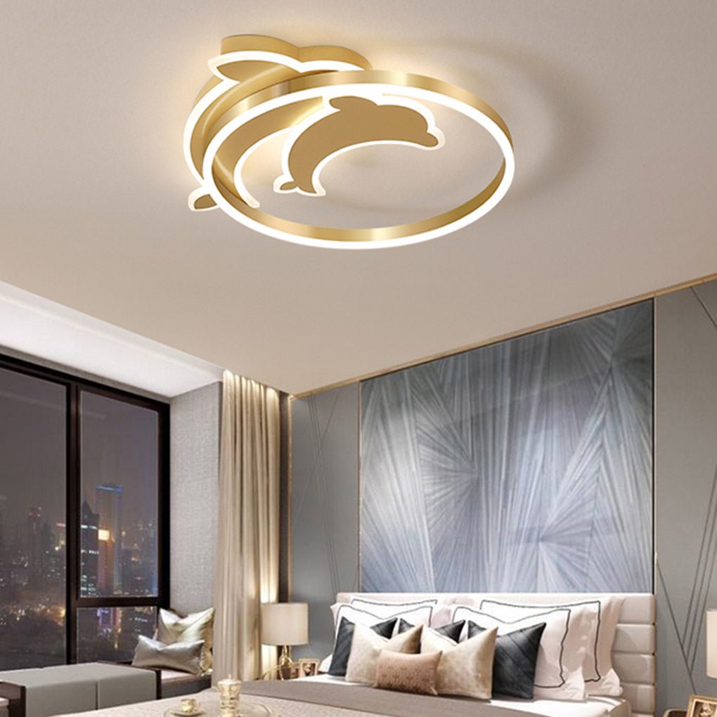 Personalized Dolphin Ceiling Lamp - Creative 3-Color Adjustable LED Lighting