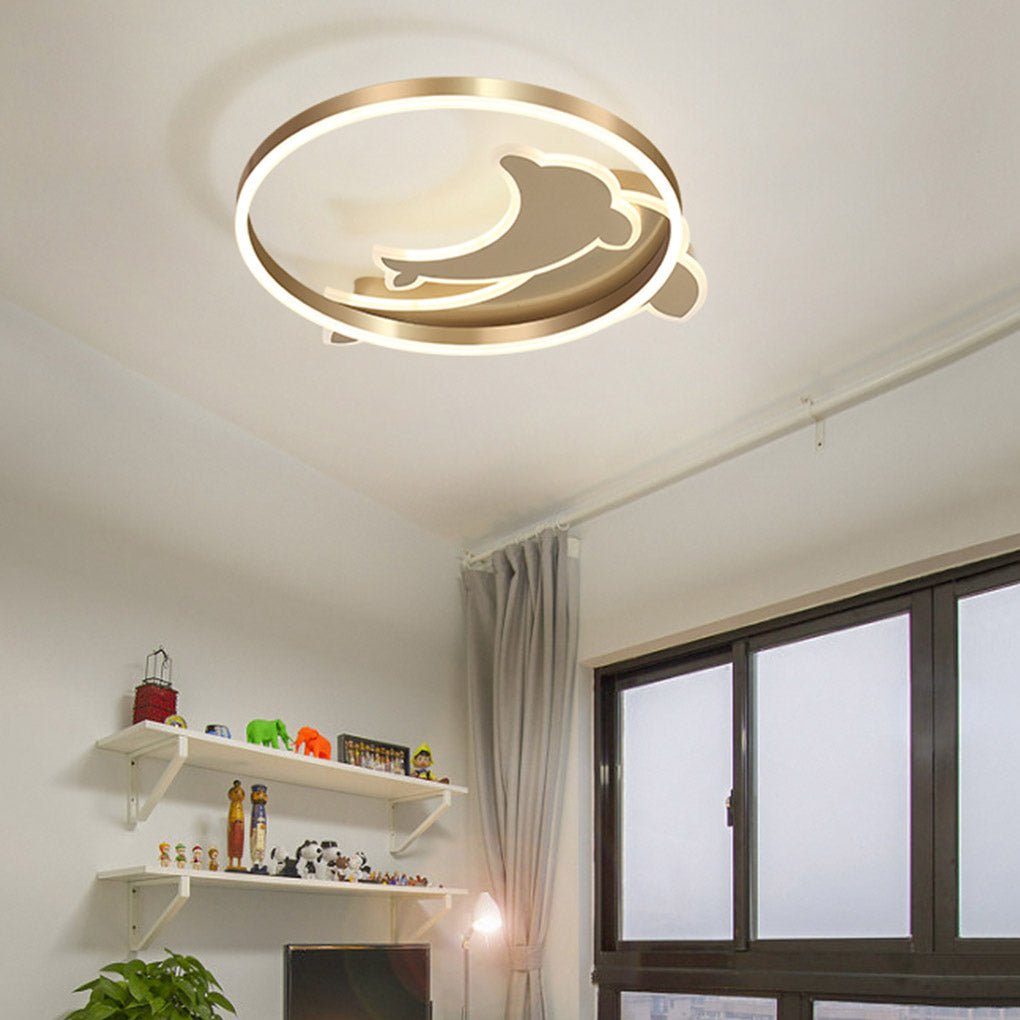 Personalized Dolphin Ceiling Lamp - Creative 3-Color Adjustable LED Lighting