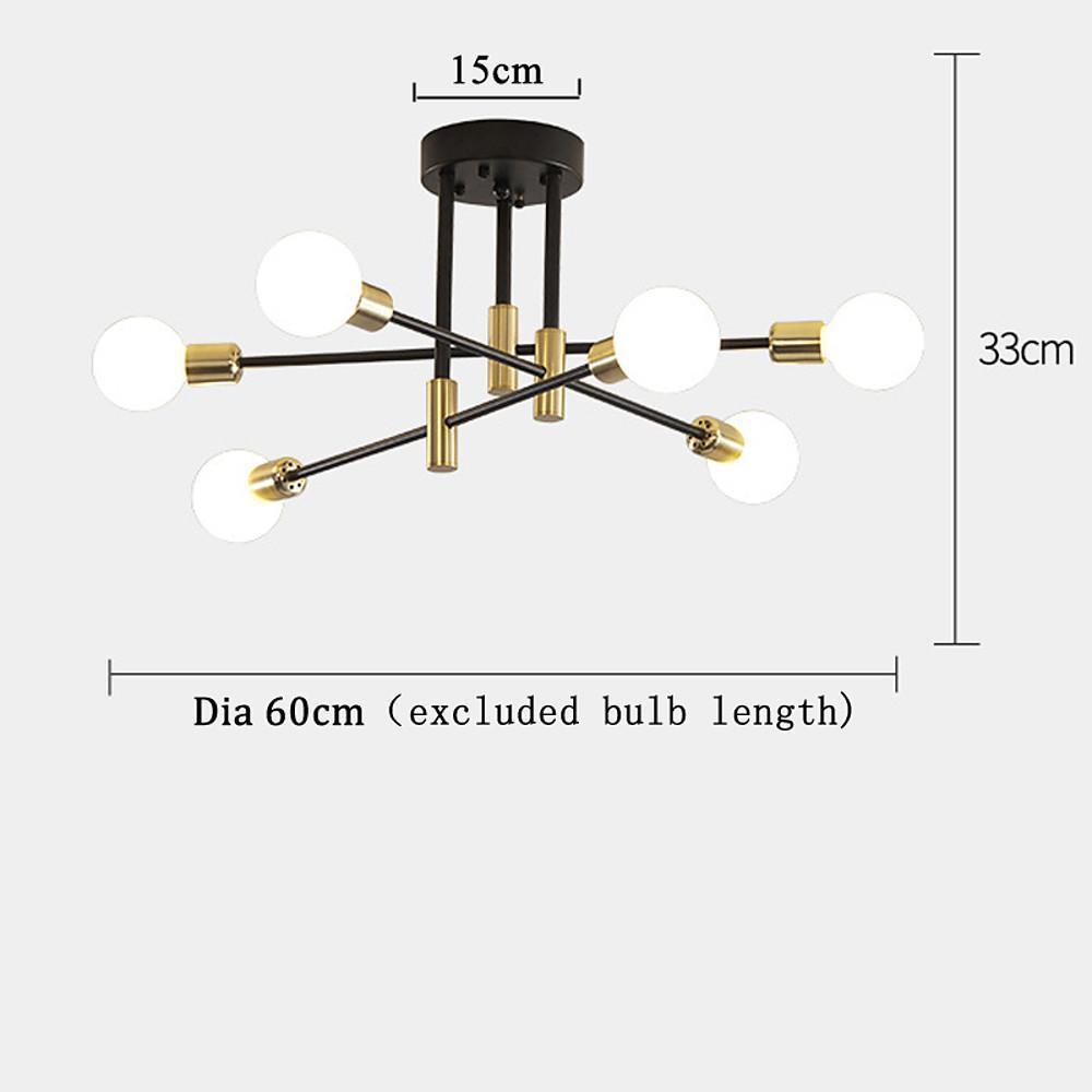 6-Light LED Sputnik Chandelier - Nordic Semi-Flush Mount Lighting Design