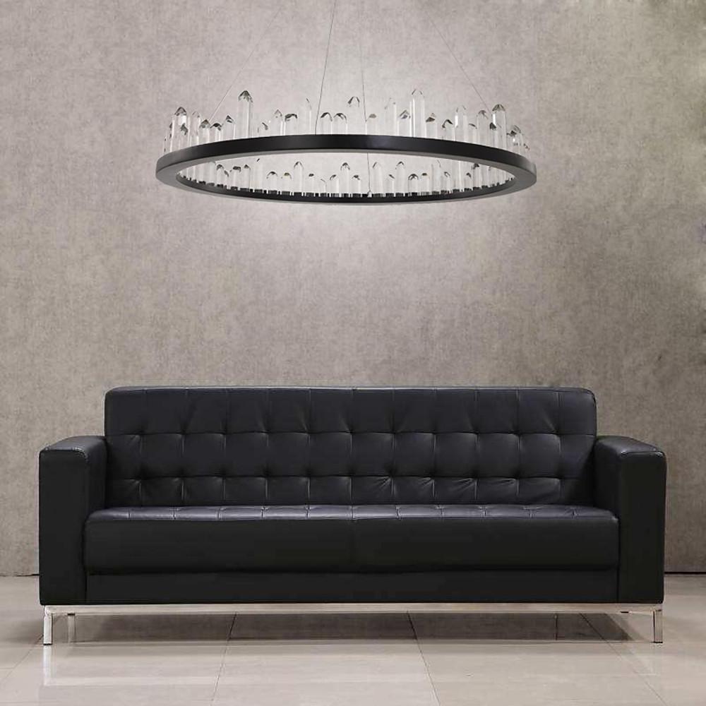 Circular Metal Crystal LED Pendant Chandelier - Adjustable Modern Lighting