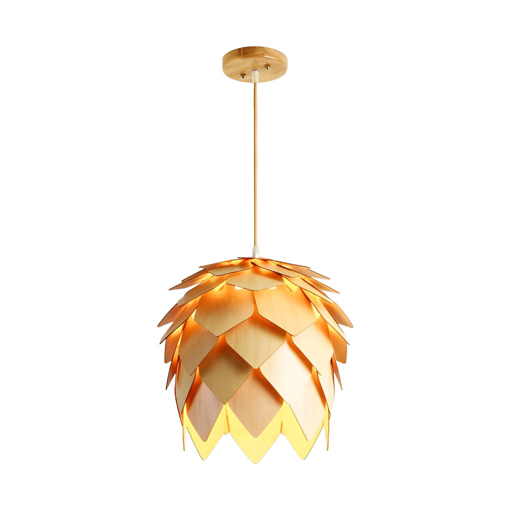 Pinecone Pendant Light - Japanese Wooden LED Chandelier