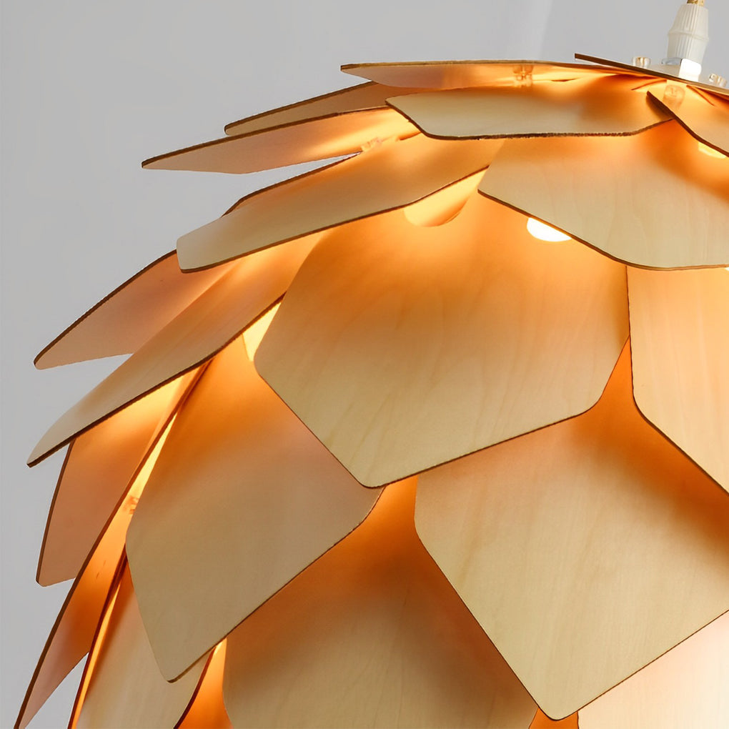 Pinecone Pendant Light - Japanese Wooden LED Chandelier