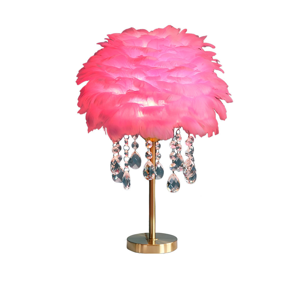 Feather LED Crystal Tassel Table Lamp - Modern Ambient Light