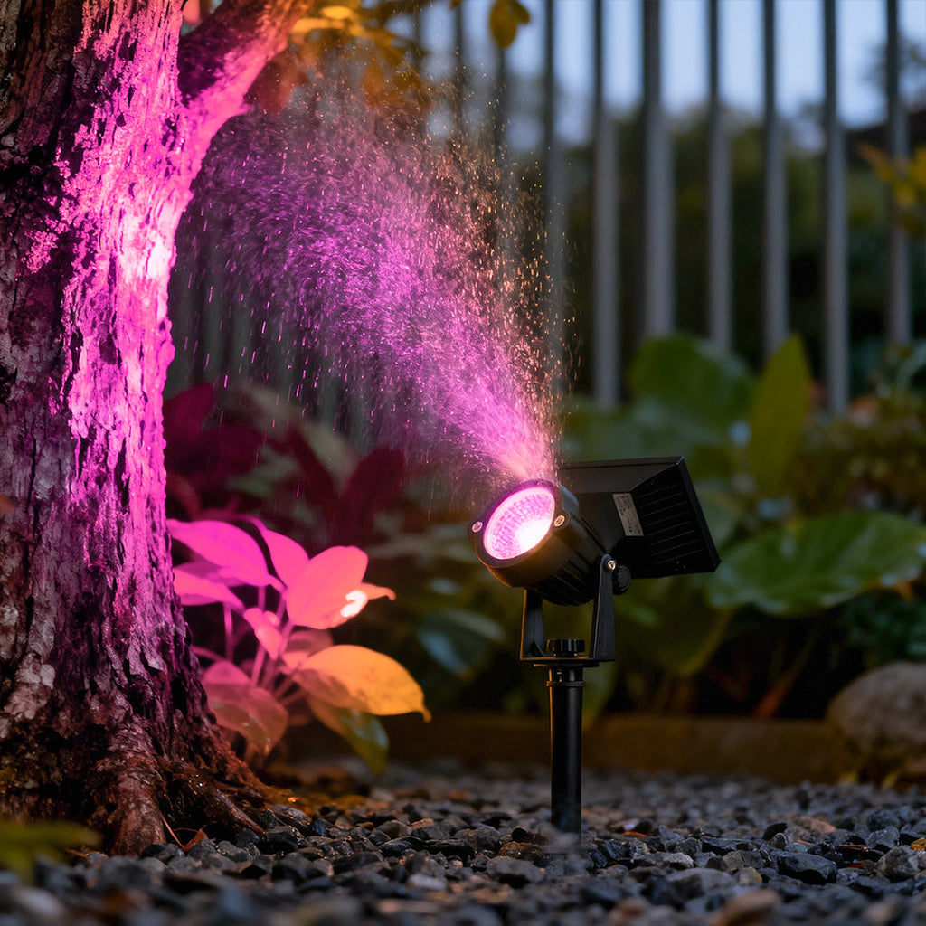 Adjustable LED RGB Ground Spike Solar Lights Waterproof Tree Spotlight