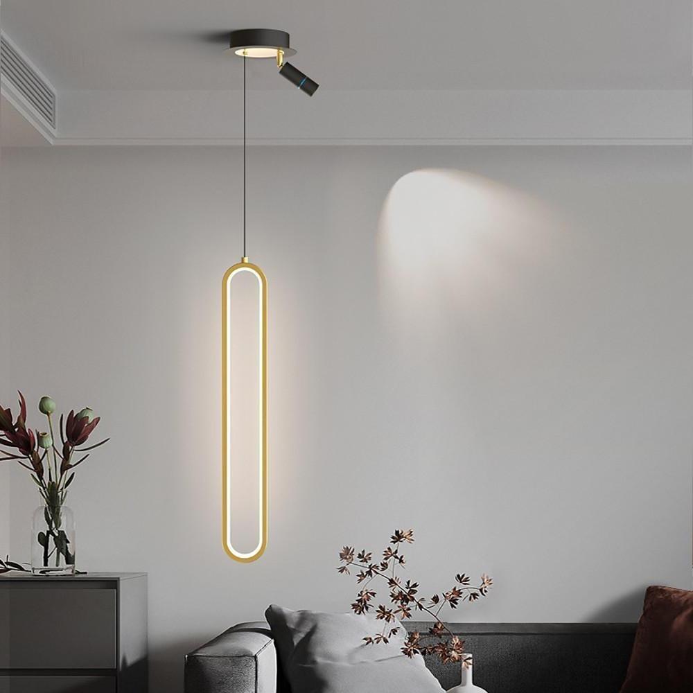 Elongated Modern Pendant Light - Metal & Acrylic Shade Fixture