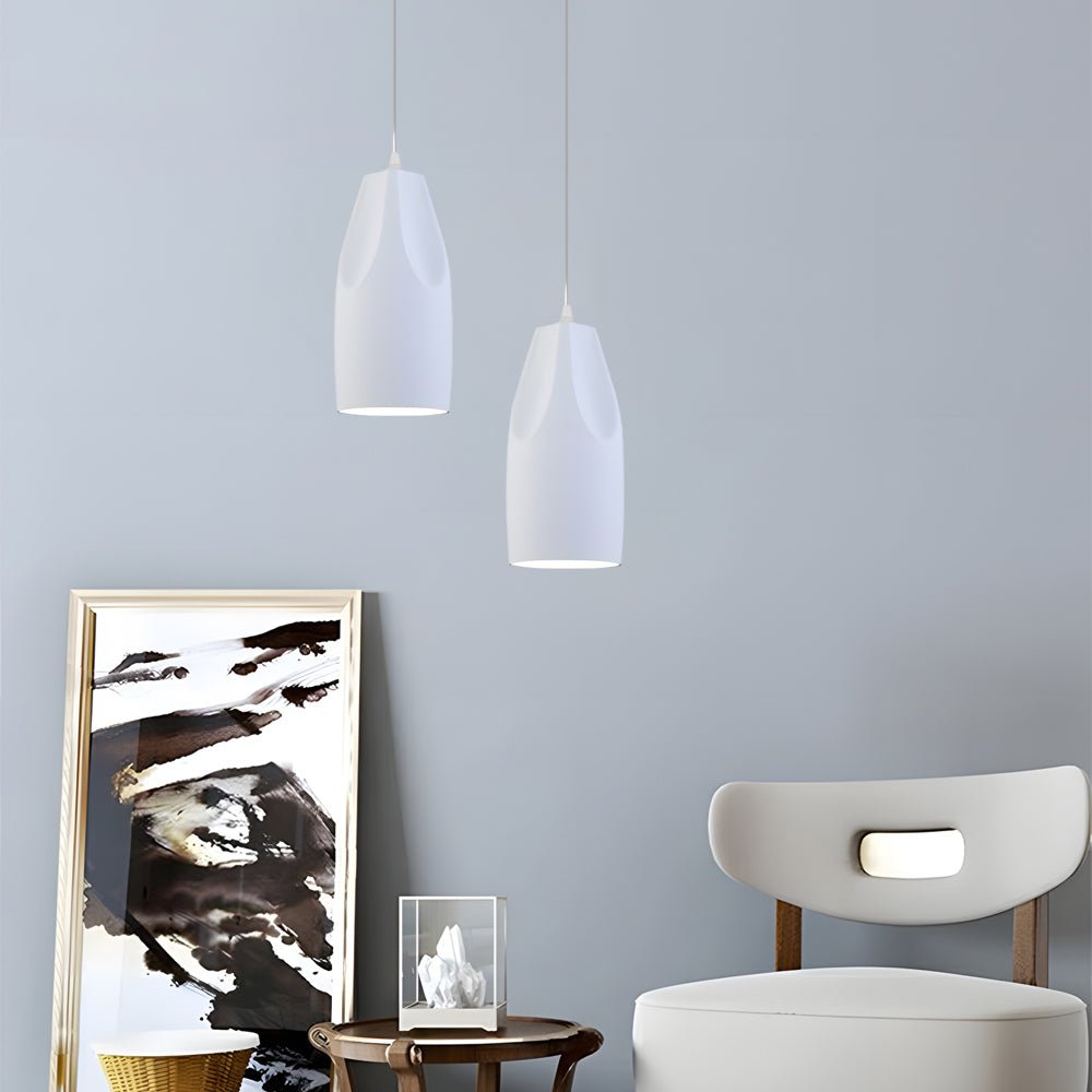 Pleat Box LED Pendant Light - 1-Light Black/White Aluminum Hanging Lamp