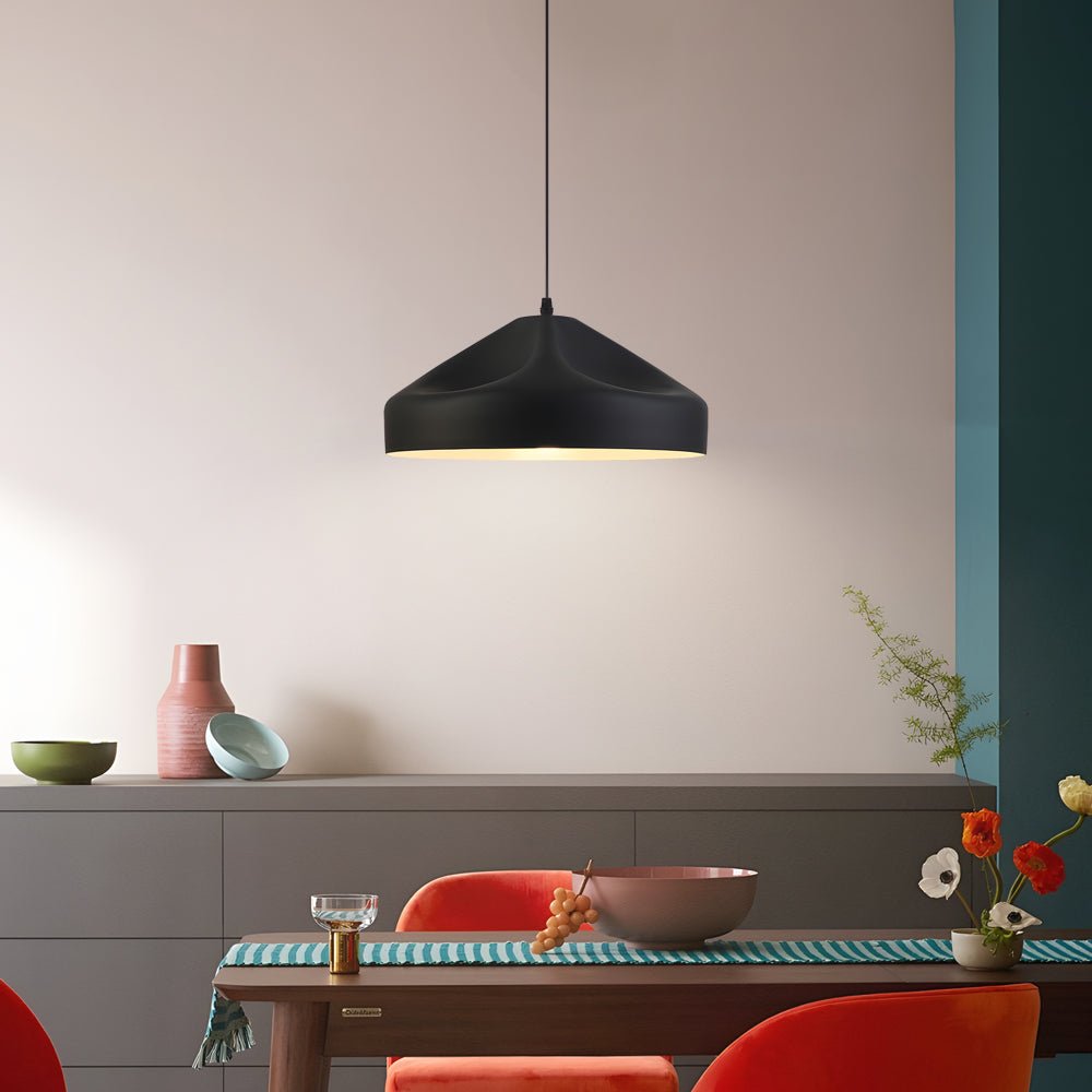 Pleat Box LED Pendant Light - 1-Light Black/White Aluminum Hanging Lamp