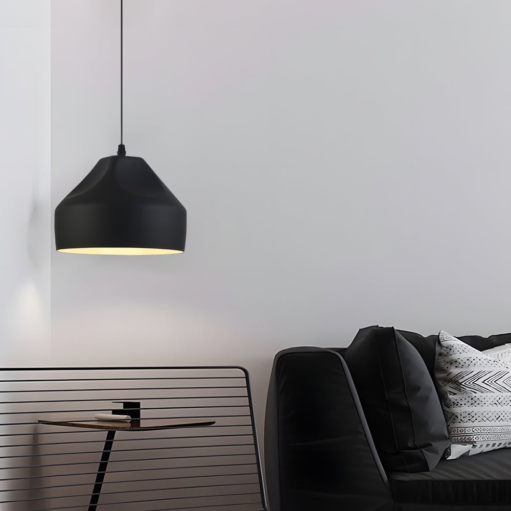 Pleat Box LED Pendant Light - 1-Light Black/White Aluminum Hanging Lamp