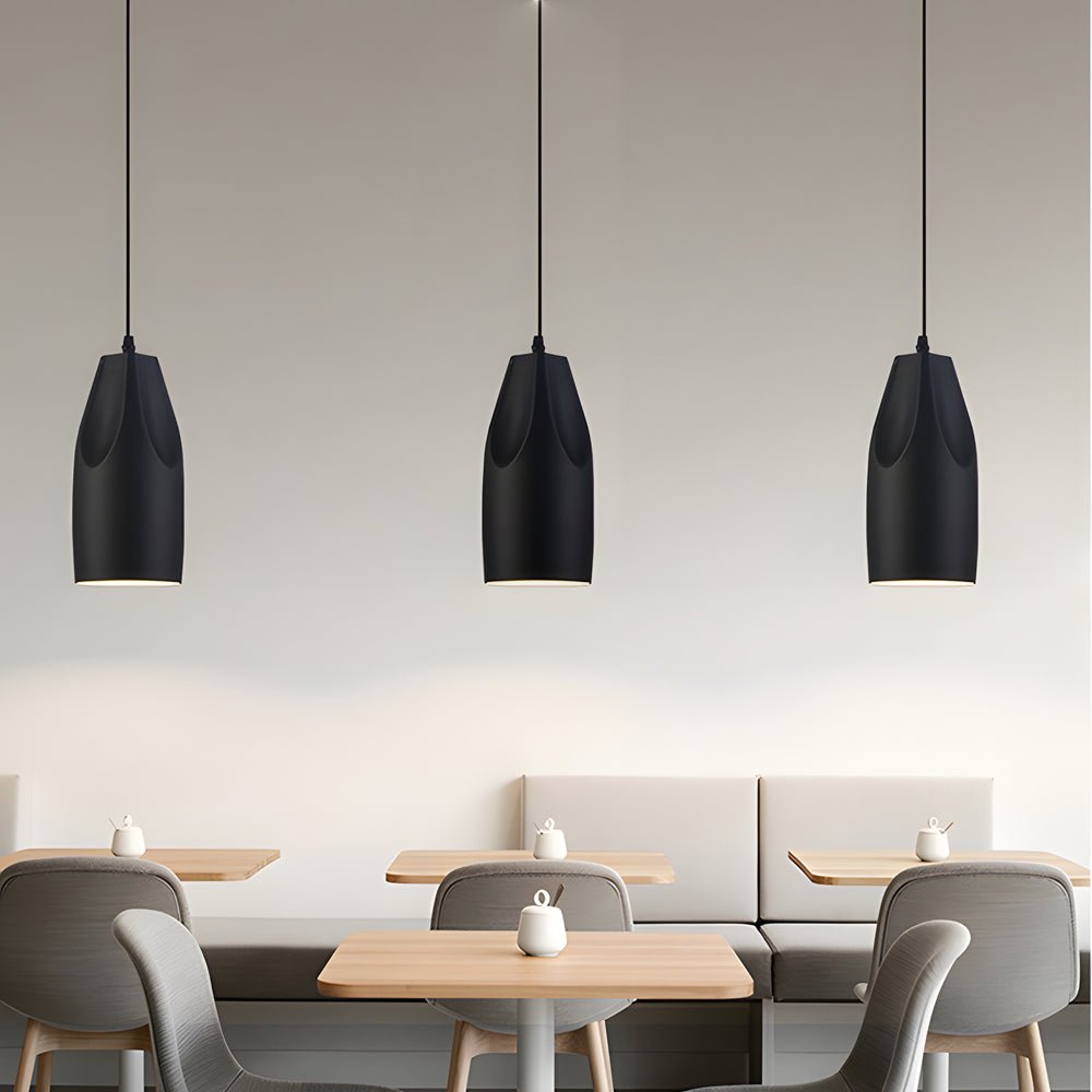 Pleat Box LED Pendant Light - 1-Light Black/White Aluminum Hanging Lamp