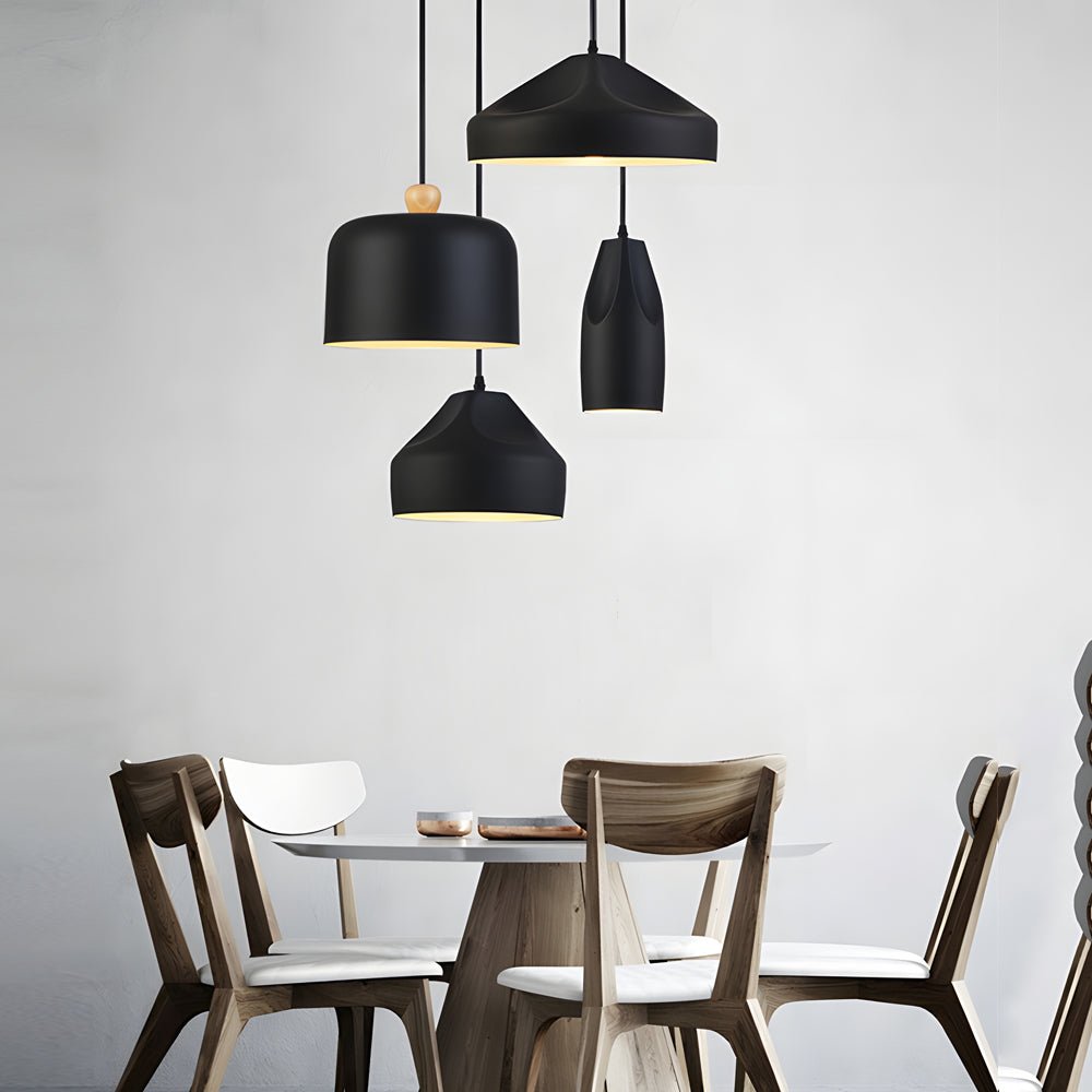 Pleat Box LED Pendant Light - 1-Light Black/White Aluminum Hanging Lamp