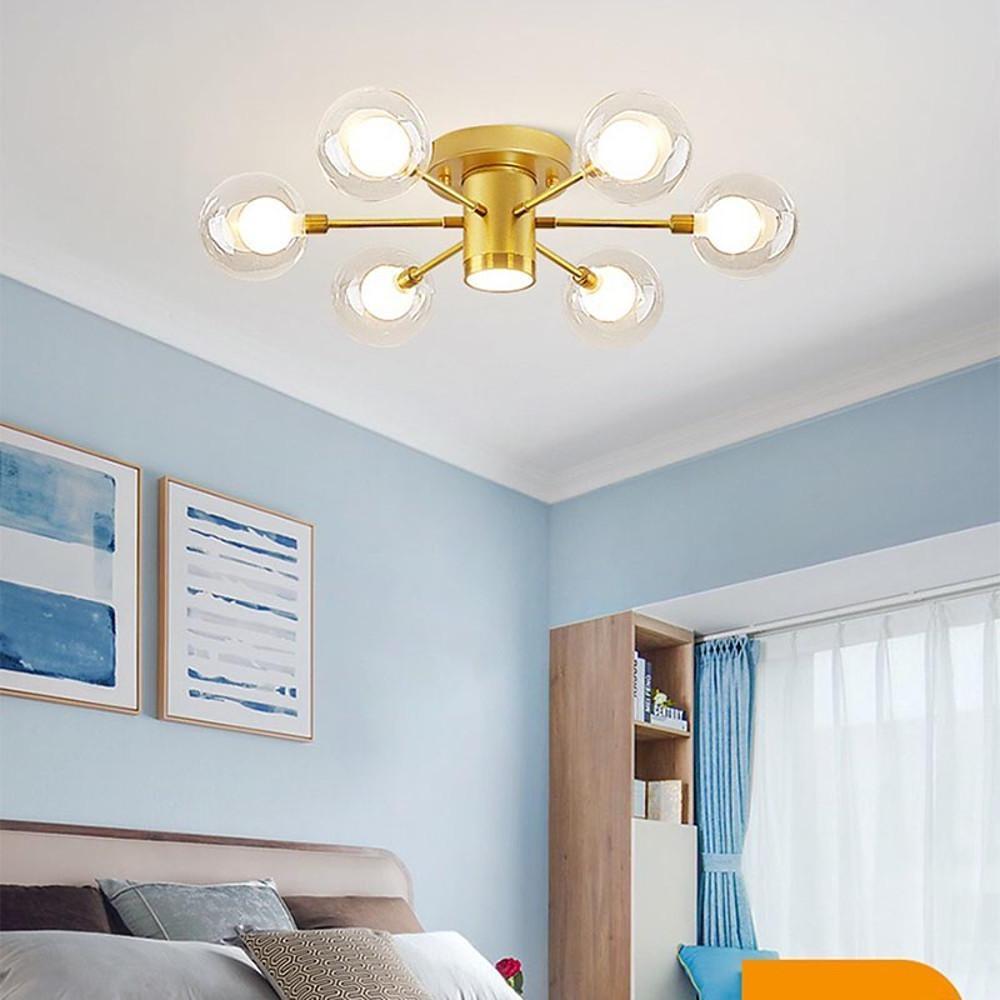 Globe Large Semi Flush Mount Metal Glass Ceiling Light