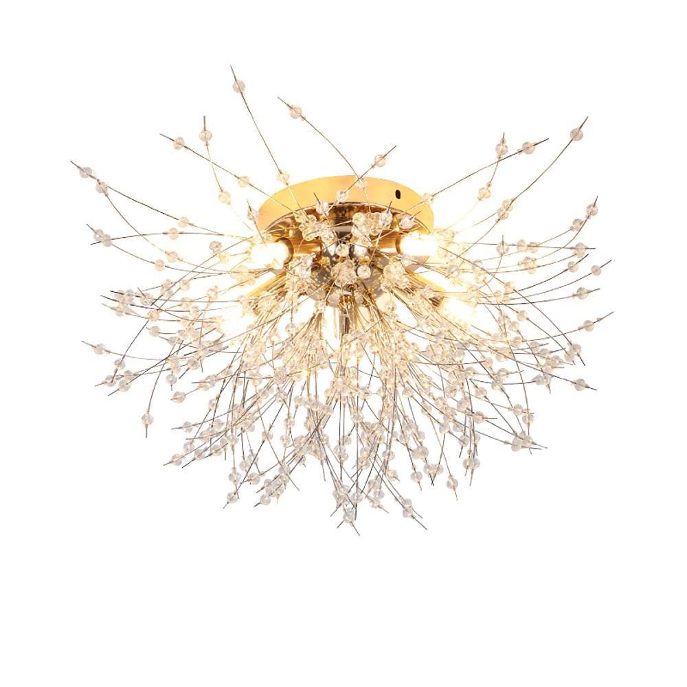 5-Light Branch Tree Chandelier - Metal Crystal LED Ceiling Light for Living Room