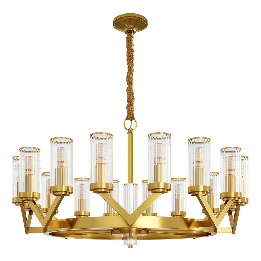 Luxury Copper Glass Drop Chandelier Ceiling Light