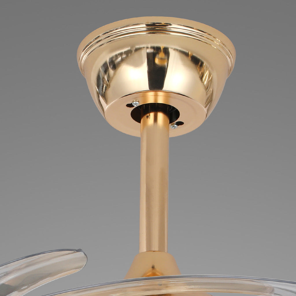 Gold Crystal Design Ceiling Fan with Light - 4-Blade Invisible Lamp