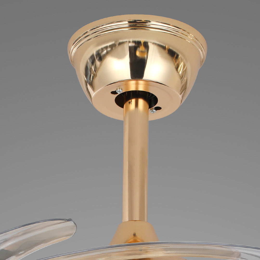 Gold Crystal Design Ceiling Fan with Light - 4-Blade Invisible Lamp