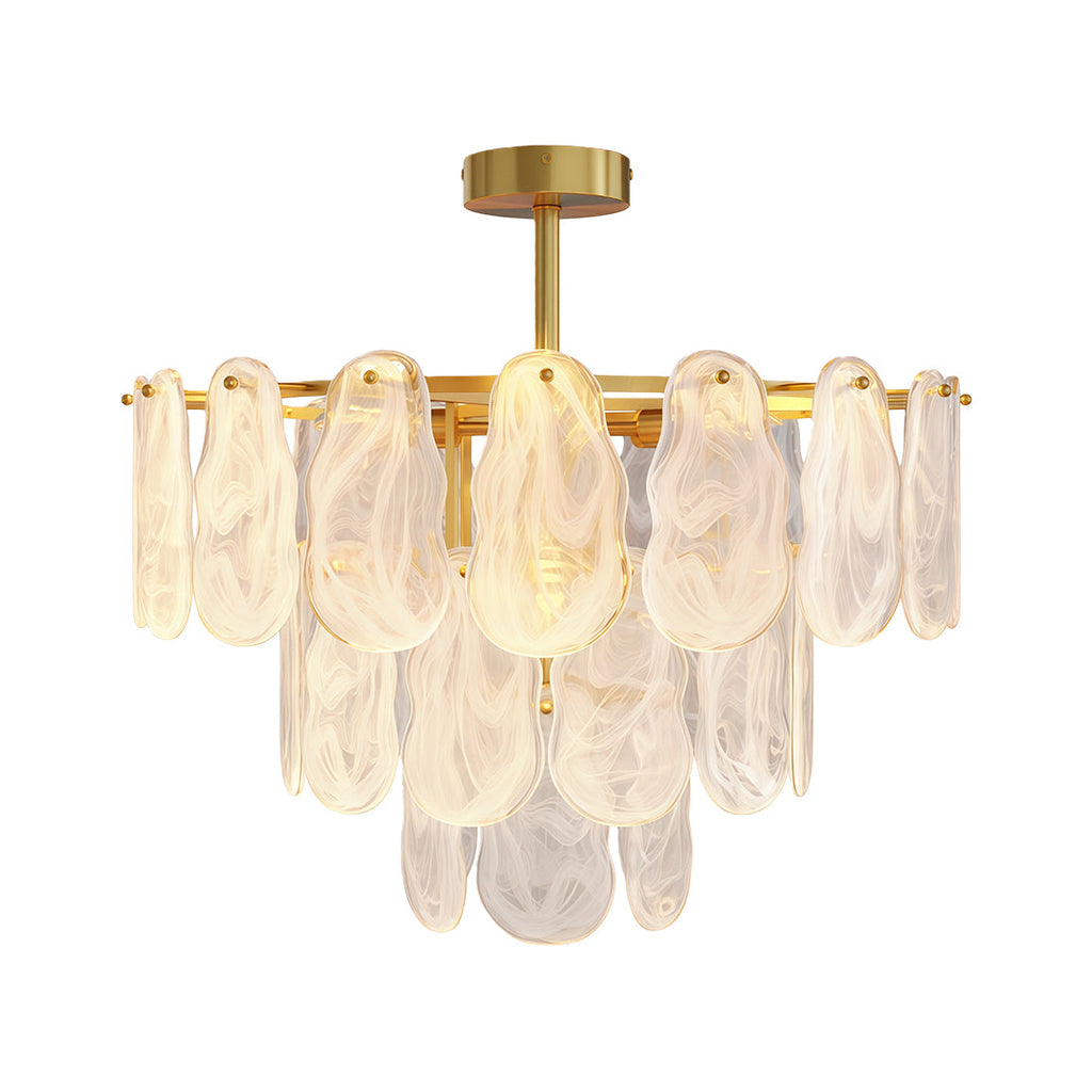 Midcentury Modern Copper Glass Chandelier Ceiling Light