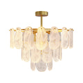 Midcentury Modern Copper Glass Chandelier Ceiling Light