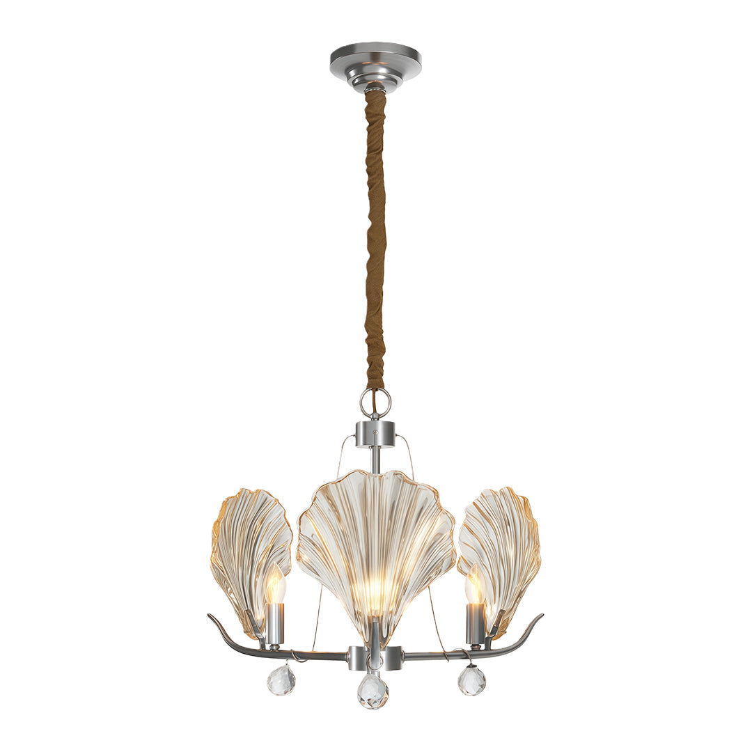 Shell Chandeliers Modern Copper Glass Ceiling Light - Elegant Lighting Fixture for Home Decor, Contemporary Design, Stylish Pendant Lamp, Unique Shell Shape, Warm Glow Illumination