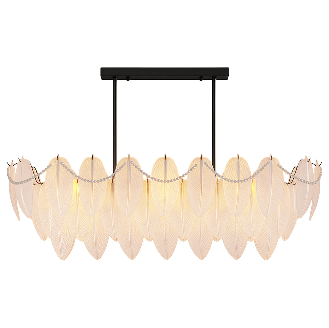 Feathers Chandelier Modern Copper Pearl Ceiling Light