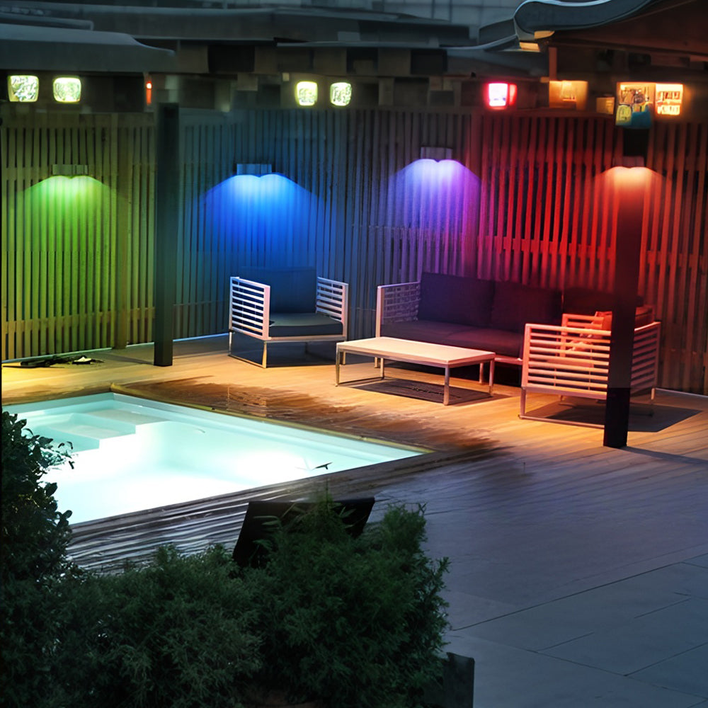 4-Pack Waterproof Solar RGB Wall Wash Lights for Outdoor Use