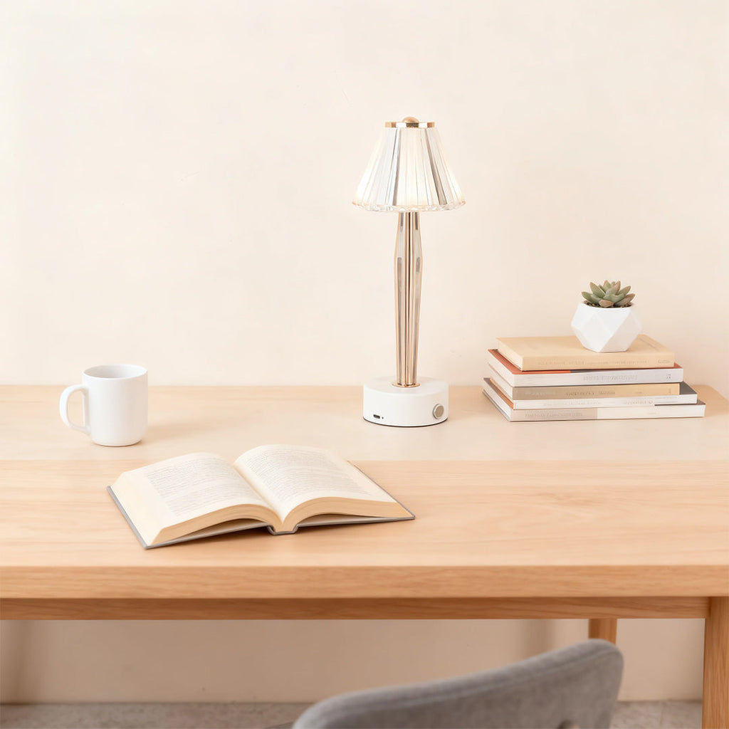Classic Touch Control Table Lamp - USB Rechargeable Iron Body Acrylic Shade Light