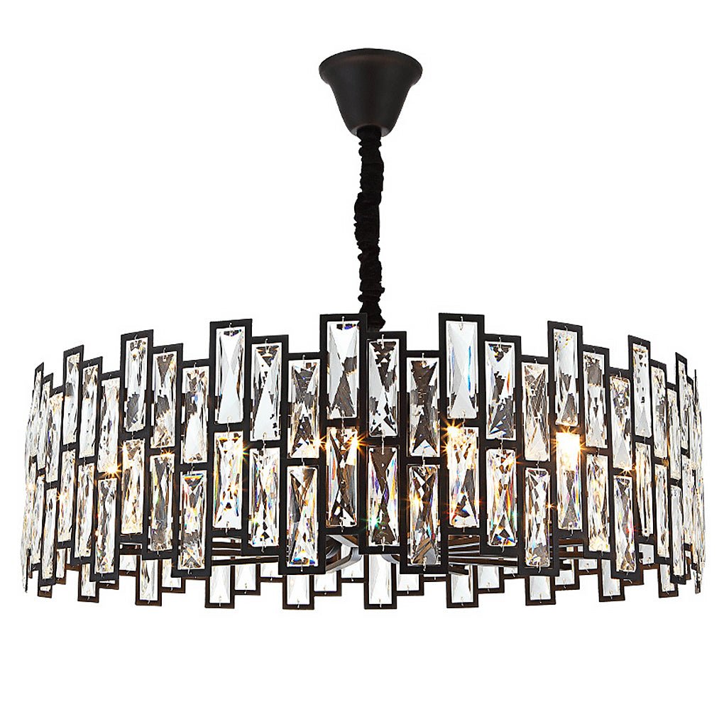 Postmodern Minimalist Living Room Crystal Chandelier – Three-Color LED Lighting