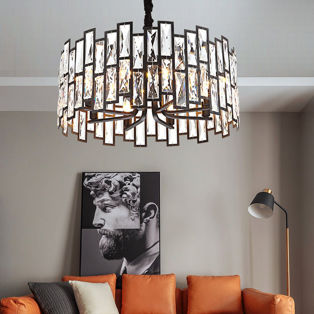 Postmodern Minimalist Living Room Crystal Chandelier – Three-Color LED Lighting