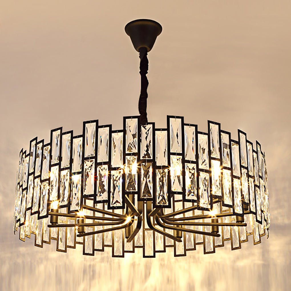 Postmodern Minimalist Living Room Crystal Chandelier – Three-Color LED Lighting
