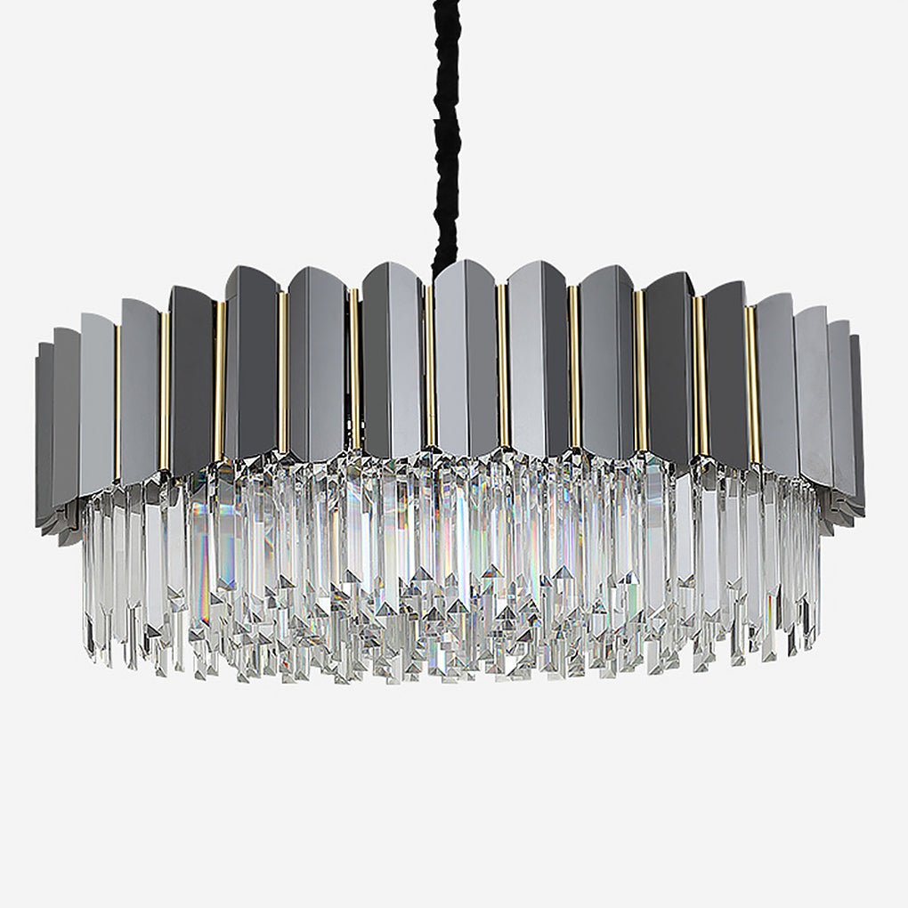 Postmodern Crystal Chandelier - Three-Color LED Lighting for Living Room