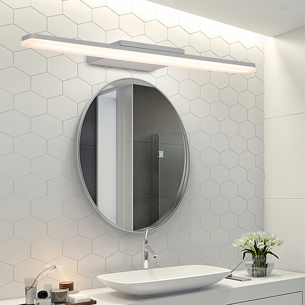 White Bathroom Vanity Light Minimalist Acrylic Contemporary Wall Light Modern Fixture LED Lighting for Home Decor Stylish Illumination for Bathroom Makeup Room Simple Design Energy Efficient Chic Wall Sconce Brightness Adjustable Elegant Lighting Solution