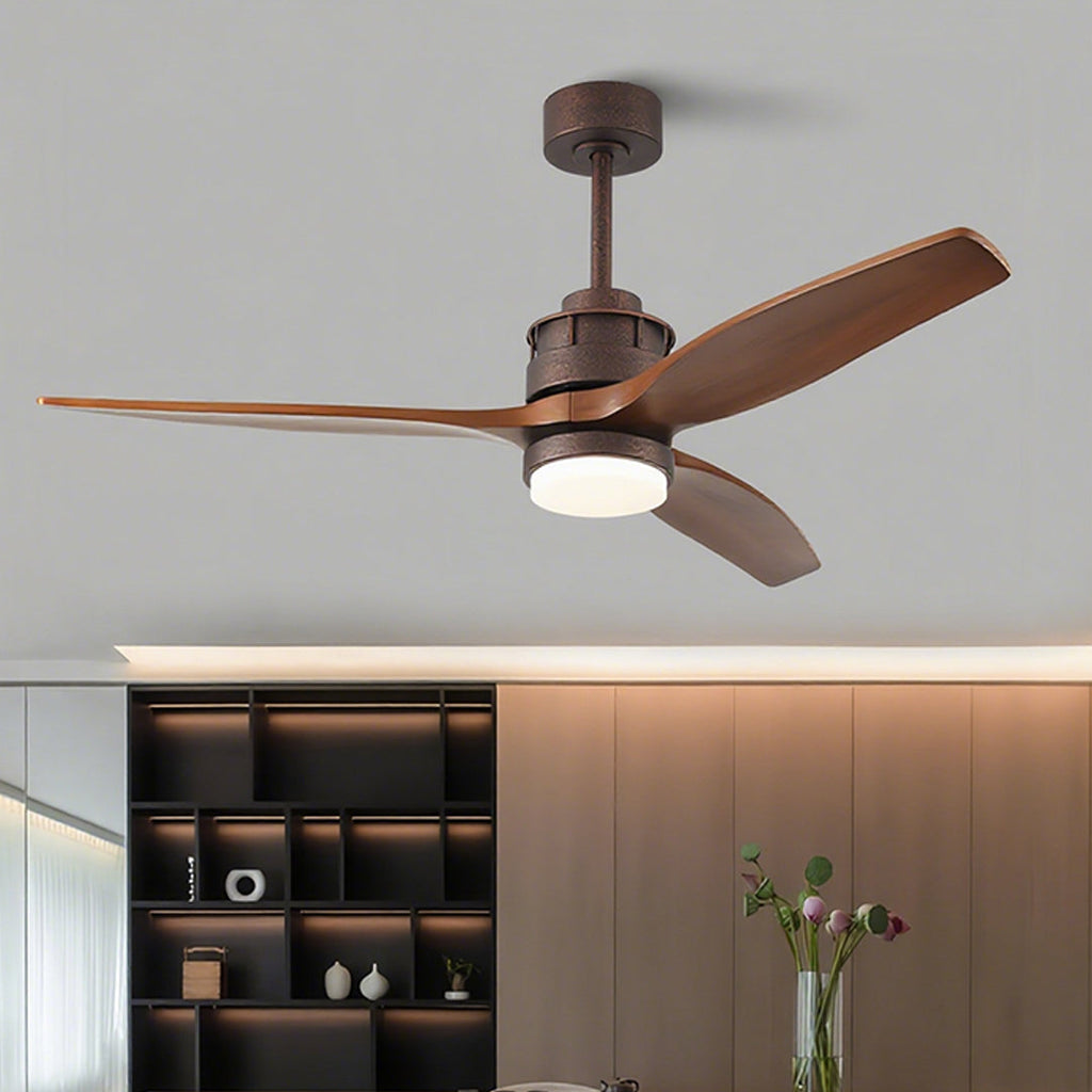 3-Blade Ceiling Fan with Light Remote Control Wood Fandelier