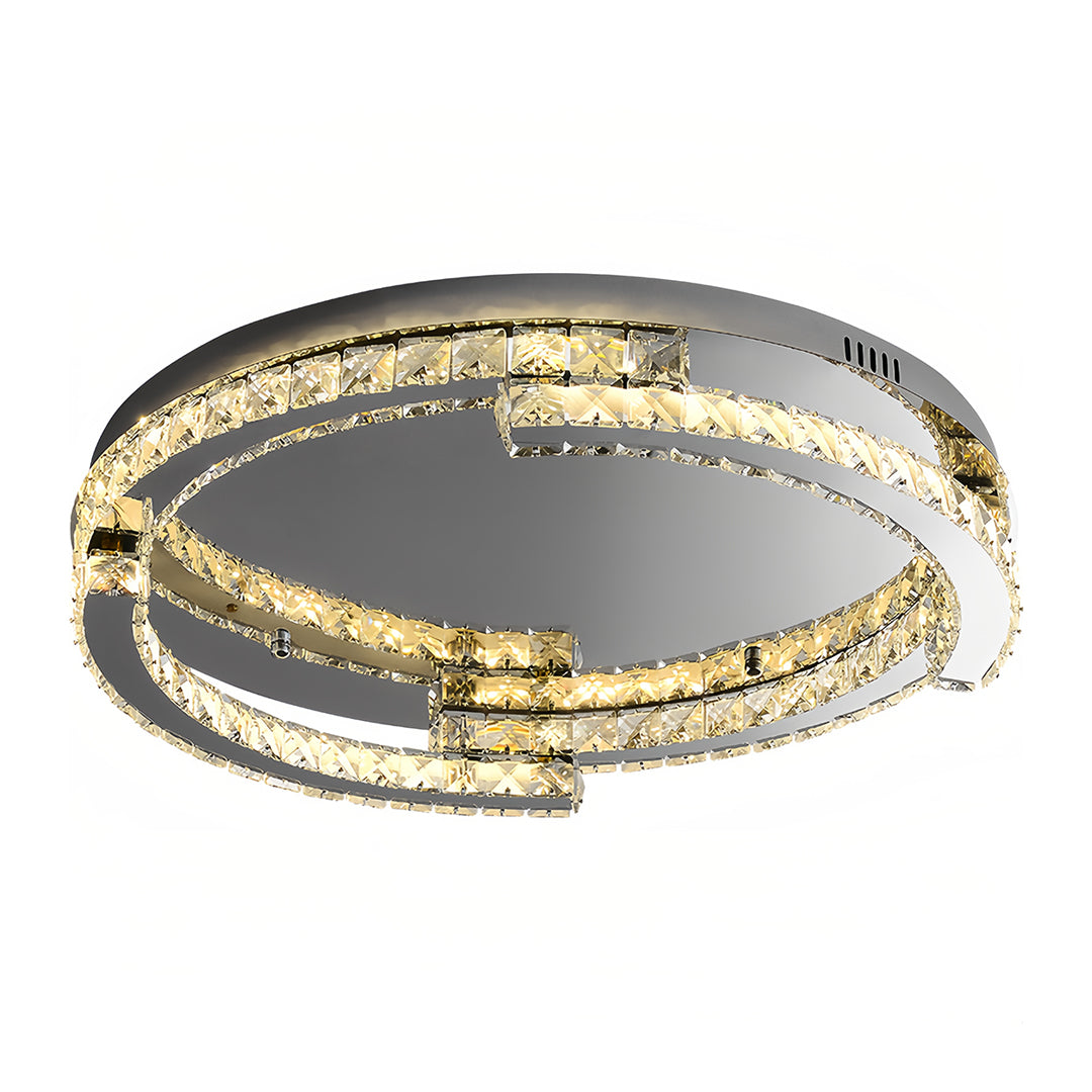 Silver Flush Mount Ceiling Light - Italian LED Round Crystal Fixture