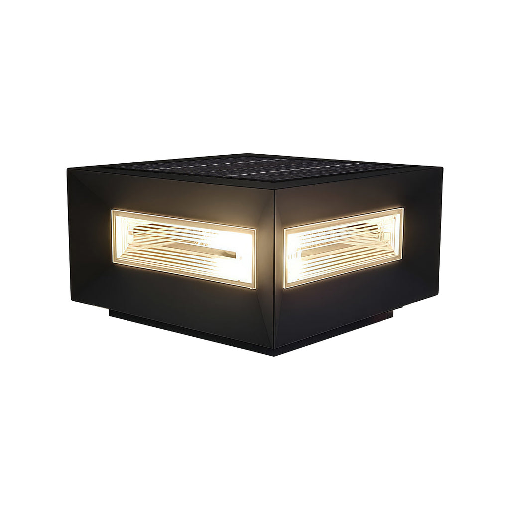 Square Pillar LED Solar Fence Post Light - Modern Cube Design, Outdoor Lighting Solution for Patios and Gardens