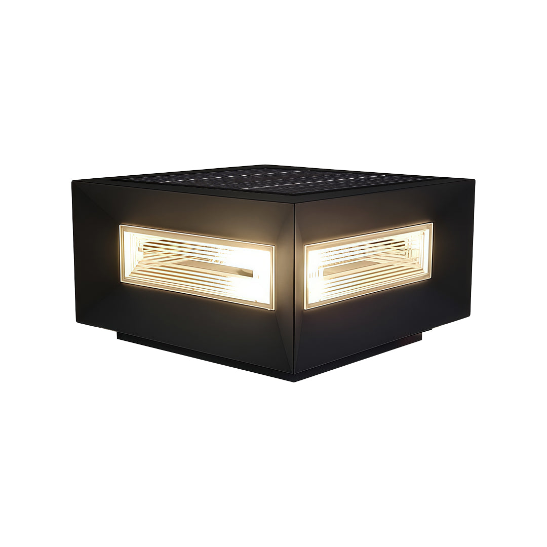 Square Pillar LED Solar Fence Post Light - Modern Cube Design, Outdoor Lighting Solution for Patios and Gardens