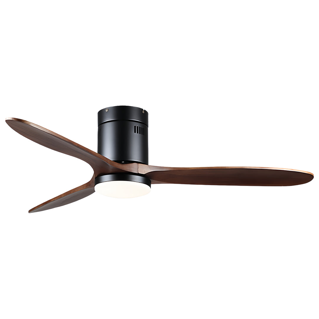Wooden Ceiling Fan with Light - Quiet DC Motor Flush Mount Fandelier