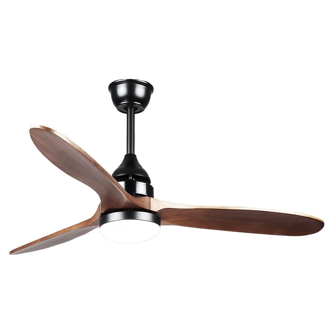 Wooden Ceiling Fan with Light - Quiet DC Motor Flush Mount Fandelier