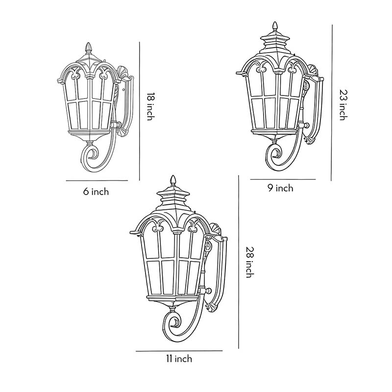 Outdoor Black European-Style Waterproof Lantern Sconce
