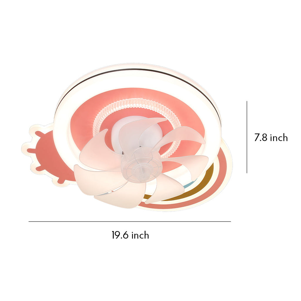 Elegant Pink and White LED Dimmable Ceiling Fan with Light
