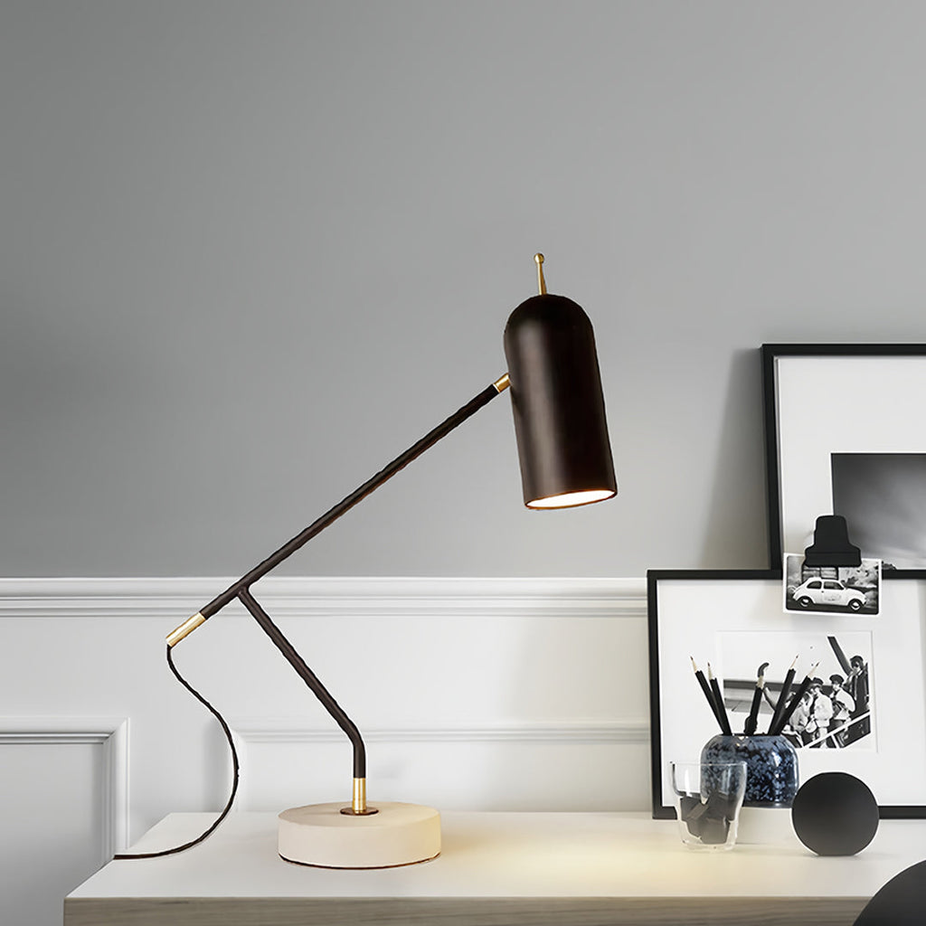 Black Modern Marble Desk Lamp - Minimalist Elegant Office Reading Light