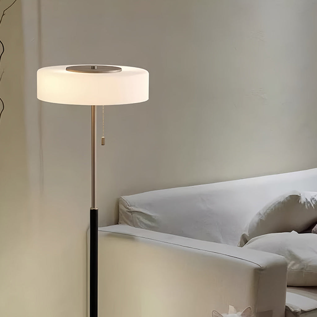 Elegant LED Drum Shade Floor Lamp - Tall Ambient Standing Light