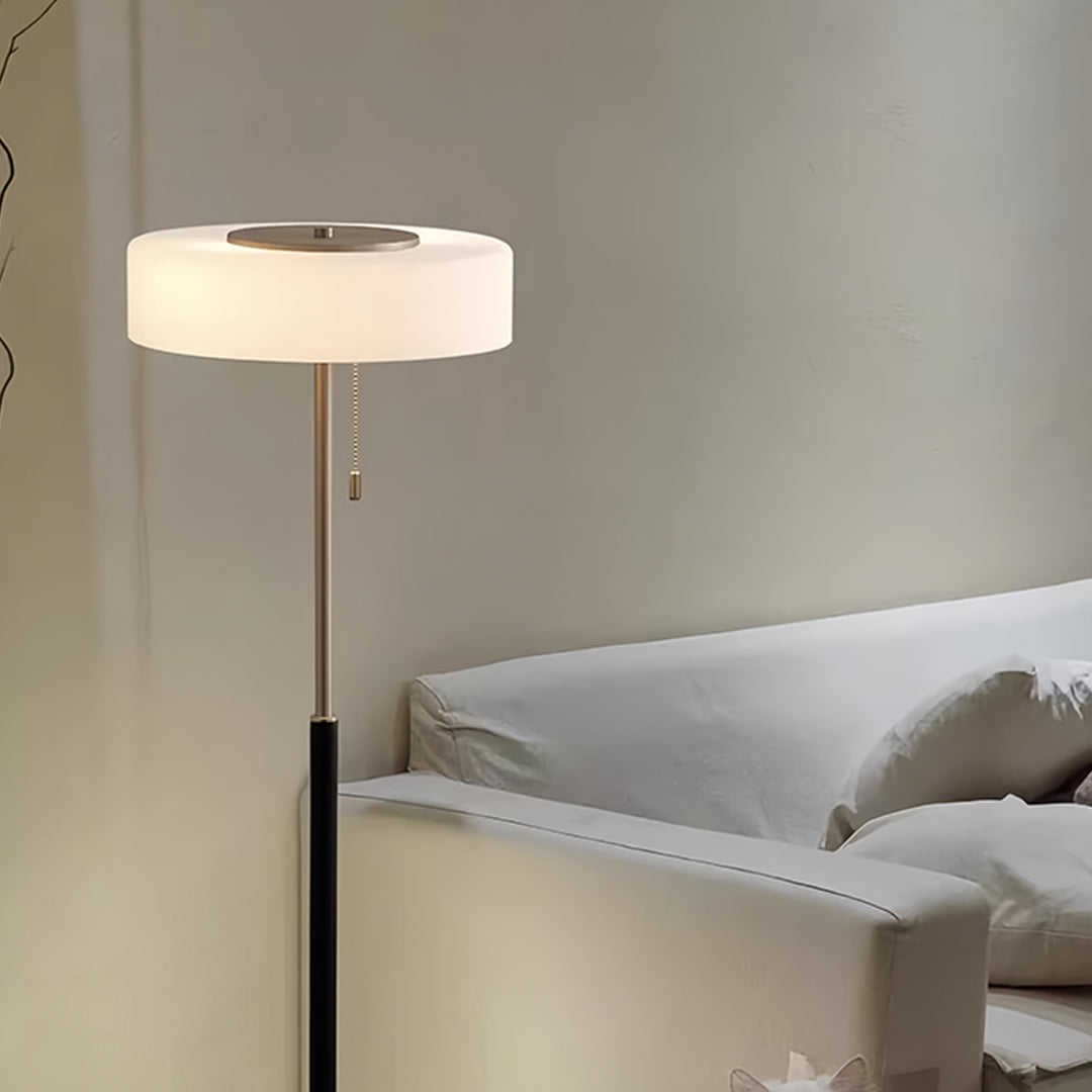 Elegant LED Drum Shade Floor Lamp - Tall Ambient Standing Light
