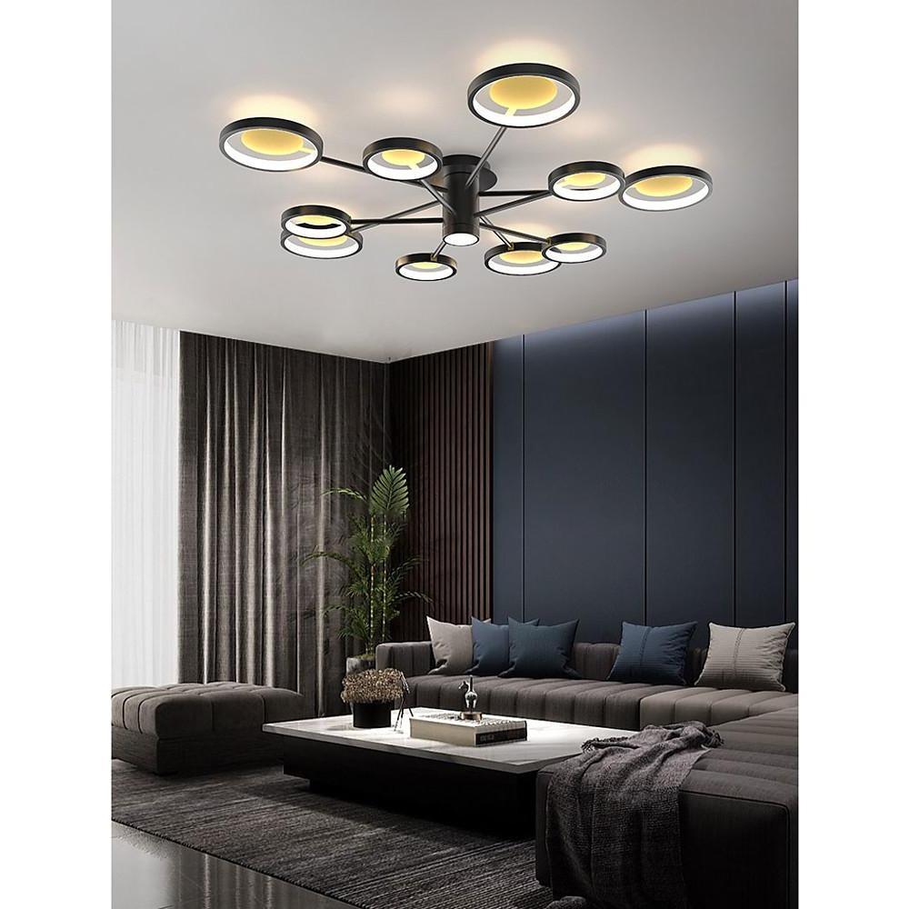 Mid Century Modern Flush Mount LED Light - Industrial Circle Design, Stylish Ceiling Fixture