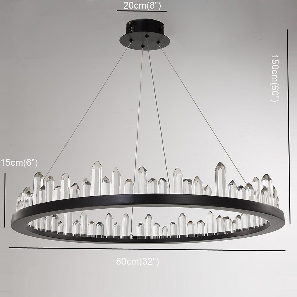 Circular Metal Crystal LED Pendant Chandelier - Adjustable Modern Lighting
