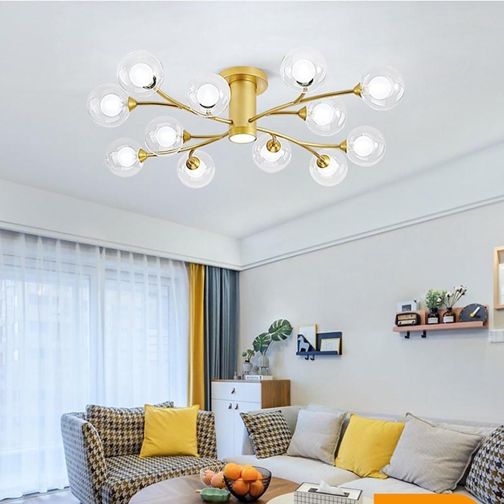 Globe Metal Glass Industrial LED Ceiling Light for Bedroom