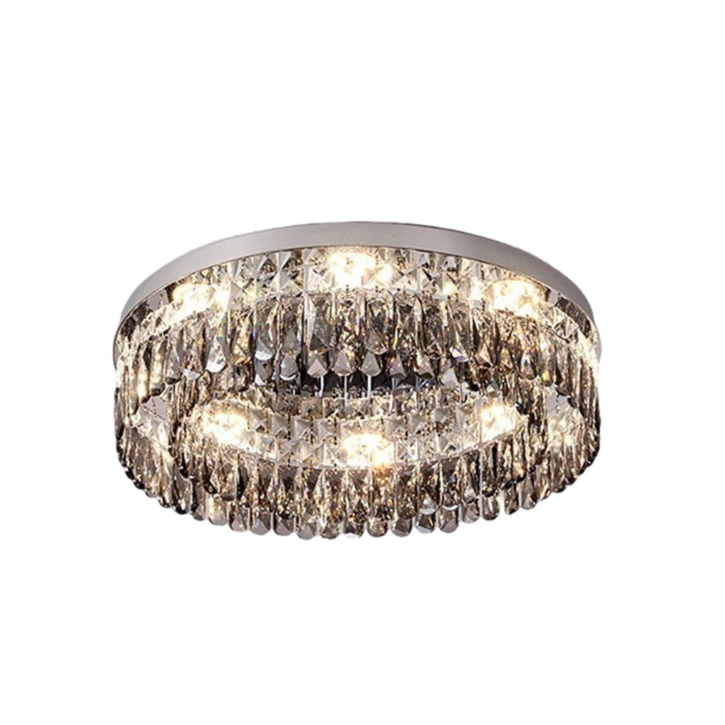 Luxury French Crystal Ceiling Light - Round LED Fixture for Elegant Home Décor